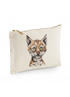 Canvas Pouch Tasche mit Luchs Waschtasche Kulturbeutel individuell bedruckt cl26