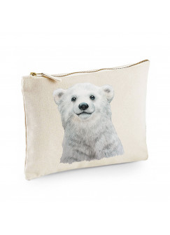 Canvas Pouch Tasche mit Eisbär Bär Waschtasche Kulturbeutel individuell bedruckt cl27