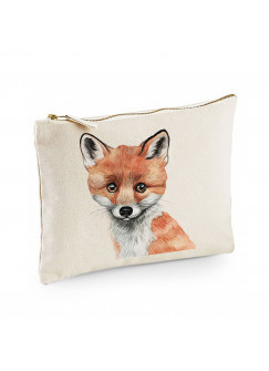 Canvas Pouch Tasche mit Fuchs Waschtasche Kulturbeutel individuell bedruckt cl30