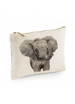 Canvas Pouch Tasche Elefant Waschtasche Kulturbeutel Kosmetiktasche individuell bedruckt cl52