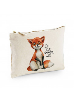 Canvas Pouch Tasche Fuchs Spruch Du bist wundervoll Waschtasche Kulturbeutel Kosmetiktasche individuell bedruckt cl60