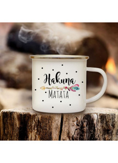  Emaillebecher Campingbecher Kaffeebecher mit Spruch "Hakuna Matata" eb166