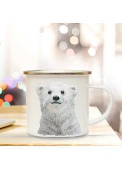 Emaillebecher mit Eisbär Motiv Campingtasse Eisbärtasse Becher Eisbärbecher Kaffeetasse Geschenk eb222