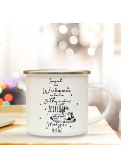 Emaille Tasse Emaillebecher Kaffeebecher mit Faultier & Spruch nochmal Wochenende in Zeitlupe sehen Campingtasse Geschenk eb271