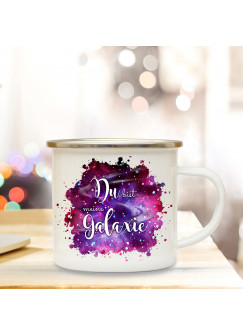 Emaille Becher Camping Tasse mit Spruch Du bist meine Galaxie Kaffeetasse Geschenk Spruchbecher eb310