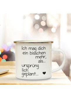 Emaille Tasse Becher mit Spruch Kaffeebecher Spruchbecher Camping Becher mit Motto Zitat Ich mag dich... eb35