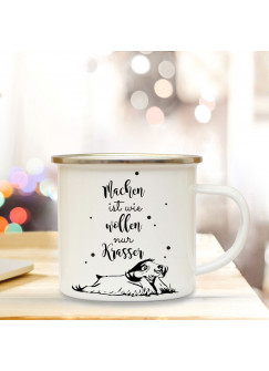 Emaille Tasse Becher mit Faultier & Spruch Kaffeebecher Camping Becher mit Motto Machen ist wie wollen... eb37