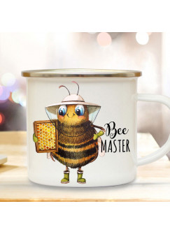 Emaille Becher Camping Tasse Imkerbiene Imker Biene Bienchen Spruch Bee Master Kaffeetasse Geschenk Kaffeebecher eb505