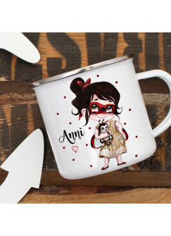 Emaille Becher Einschulung Schulbeginn Tasse Marienkäfer Girl Mädchen & Name Wunschname Kaffeetasse Geschenk eb615