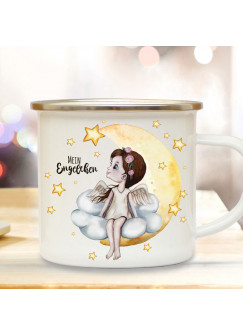 Emaille Becher Camping Tasse Engel Engelchen auf Wolke sitzend & Spruch Mein Engelchen Kaffeetasse Geschenk Weihnachten eb625