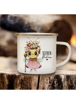 Emaille Becher Camping Tasse Biene Bienchen Bienenkönigin Spruch Bienenflüsterin Kaffeetasse Geschenk eb641