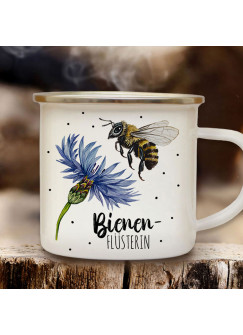 Emaille Becher Camping Tasse Biene Bienchen Kornblume Spruch Bienenflüsterin Bienen Flüsterin Kaffeetasse Geschenk eb647