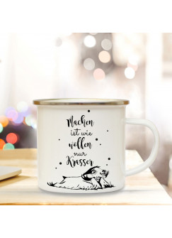 Emaille Becher Camping Tasse mit Faultier & Spruch Machen ist wie Wollen... Kaffeetasse Geschenk Kaffeebecher eb94