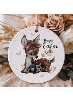 Osteranhänger Osterschmuck mit Reh deer Waschbär Tiere Osterei Ostereier personalisiert Happy Easter ornaments Ostern Geschenk eo3