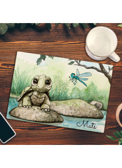 Frühstücksbrettchen Frühstücksbrett Schneidebrett Küchenbrettchen mit Schildkröte & Name Wunschnamen fb08
