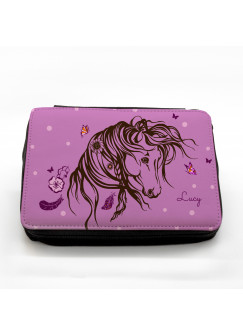 Gefüllte Federtasche Wildpferd Pferd mit Wunschnamen fm030 Filled pencil case wild horse horses with desired name fm030