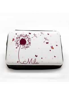 Gefüllte Federtasche Pusteblume mit Punkten Schmetterlingen und Wunschnamen fm034 Filled pencil case dandelion with butterflies points and desired name fm034