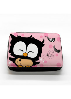 Hauptbild gefüllte Federtasche Eule mit Federn filled pencil case owl with feathers