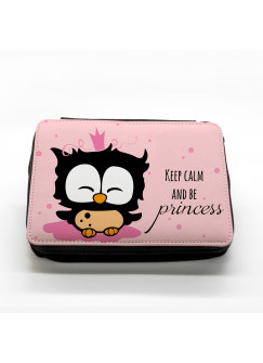 Gefüllte Federtasche Prinzessin Eule keep calm and be princess in rosa fm017