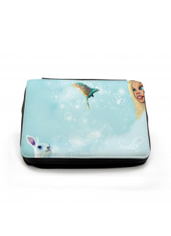 Gefüllte Federtasche Prinzessin mit Hase Kolibri Sommerlichter und Wunschnamen Filled pencil case princess with rabbit bunny hummingbird summer lights and custom name fm050