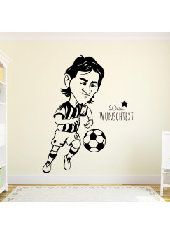 Wandtattoo Fussball Fussballspieler Lionel mit Wunschtext M1962