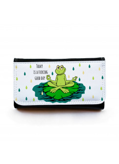 Portemonnaie große Geldbörse Brieftasche Yogafrosch mit Spruch today is a .... gbg022 Wallet big purse billfold frog with saying today is a .... gbg022