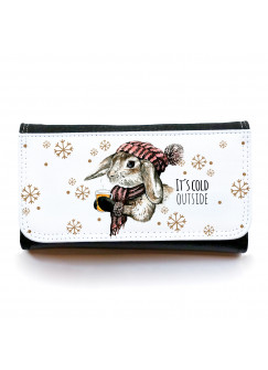 Portemonnaie große Geldbörse Brieftasche Hase Kaninchen mit Spruch It´s cold outside gbg028 Wallet big purse billfold bunny with saying it´s cold outside gbg028