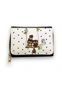 Hauptbild Portemonnaie Geldbörse Eulen auf Schaukel mit Schmetterling und Blüten wallet purse with owls on swing with butterflies and blossoms gk048