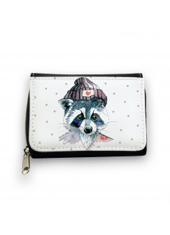 Hauptbild Portemonnaie Geldbörse Waschbär mit Mütze und Punkte wallet purse raccoon with cap and dots gk050