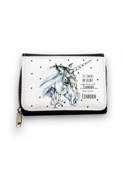 Hauptbild Portemonnaie Geldbörse Einhorn Kopf mit Punkten und Spruch Sei immer du selbst es sei denn du kannst ein Einhorn sein dann sei ein Einhorn wallet purse unicorn head with dots and saying always be yourself unless you can be a unicorn then be a un