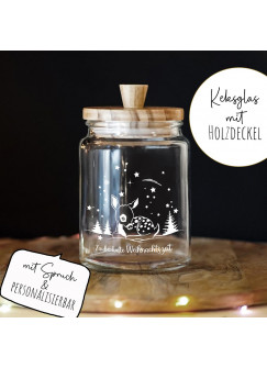 Keksglas Keksdose Vorratsglas mit lustigen Spruch und Holzdeckel Geschenk personalisierbar Reh Zauberhafte Weihnachtszeit glkh05
