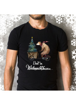 Herren T-Shirt Weihnachten Weihnachtsshirt Dad Papa mit Spruch Zitat Dad in Weihnachtsmission" hs1"