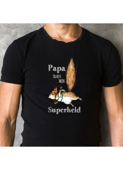 Herren T-Shirt mit Flughörnchen & Spruch Papa du bist mein Superheld Shirt schwarz in 4 Größen hs10