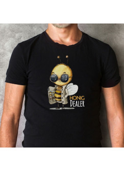 Herren T-Shirt mit Biene Bienchen Bee Spruch Honig Dealer Shirt schwarz in 4 Größen hs14