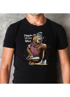 Herren T-Shirt mit Bär Bärchen Bear Spruch Sägespäne sind mein Glitzer Shirt schwarz in 4 Größen hs15