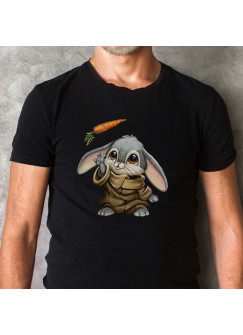 Herren T-Shirt mit Hase Häschen Bunny mit Möhre Shirt schwarz in 4 Größen hs17