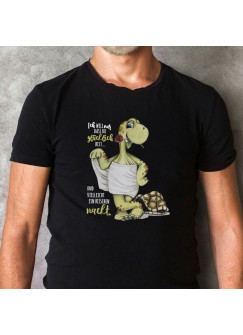 Herren T-Shirt mit Schildkröte Spruch Ich will nur dass du glücklich bist... und vielleicht bisschen nackt Shirt schwarz in 4 Größen hs18