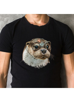 Herren T-Shirt Harry Otter mit Brille Shirt schwarz in 4 Größen Geschenk hs8