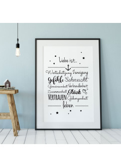 A3 Print Illustration Poster Druck mit Spruch Liebe ist... p84