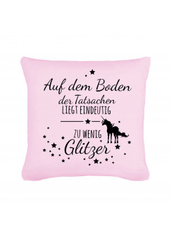 Kissen mit Einhorn Spruch Sternen & Glitzer inklusive Füllung k16