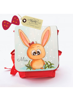 Kinderrucksack Hase Häschen Kaninchen Helene mit Punkten und Wunschnamen kgn013