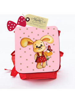 Kinderrucksack Häschen Kaninchen Lilly mit Blume und Wunschnamen kgn014