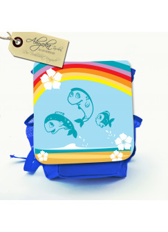 Kinderrucksack "Over the rainbow" Fische im Wasser mit Regenbogen und Wunschnamen kgn018