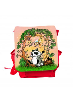 Kinderrucksack Waschbär mit Biene und Schnecke im Wald kids backpack racoon with bee and slug in the forest kgn049