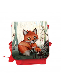 Kinderrucksack mit Fuchs Fuchsmama mit Jungtier rot rosa Kindergarten Rucksack Wunschname kgn054