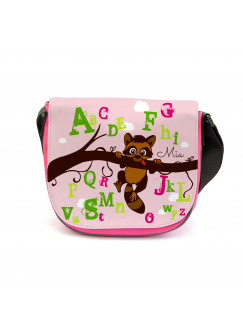 Kindergartentasche Kindertasche Tasche Waschbär auf Zweig mit Alphabet und Wunschnamen kgt18