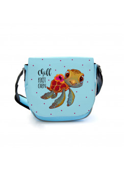 Kindergartentasche Schildkröte mit Spruch Chillkrötchen Chill Kröte Tasche blau Kindertasche Wunschname kgt42