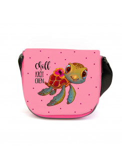 Kindergartentasche Schildkröte mit Spruch Chillkrötchen Chill Kröte Tasche rosa Kindertasche Wunschname kgt43