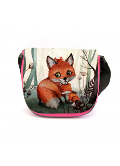 Kindergartentasche Fuchs Fuchsmama mit Jungtier im Wald rosa Kindertasche Wunschname kgt44