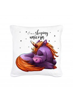 Kissen mit Füllung Dekokissen Einhorn mit Spruch Sprichwort I'm a sleeping unicorn ks40